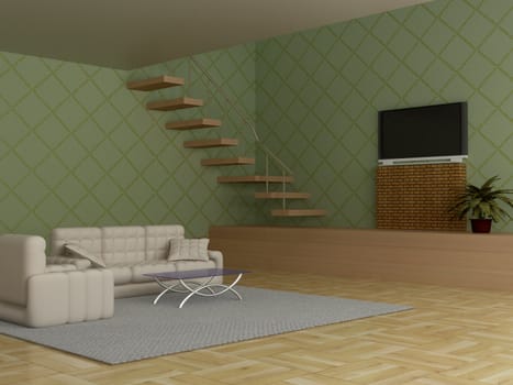 Interior of a living room. 3D image.