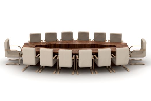 Conference of halls on a white background. 3D image.