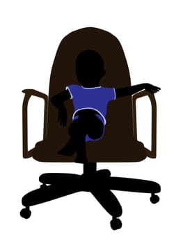 Male baby sitting on a chair art illustration silhouette on a white background