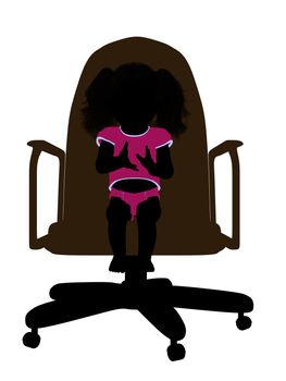 Female baby sitting on a chair illustration silhouette on a white background