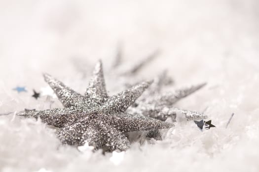 pretty silver stars used to decorate christmas