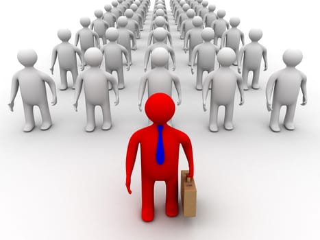 Conceptual image of teamwork. 3D image.