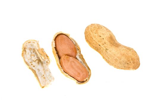 some natural peanuts on white background