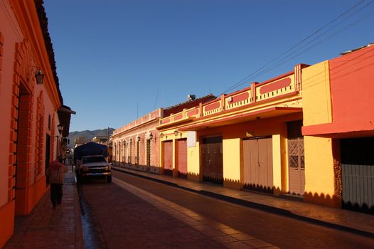 Street in a city of Chiapas, Mexico