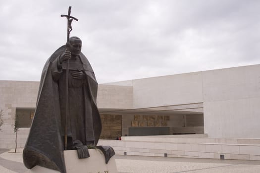 New cathedral in Fatima Portugal - With the statue of the Pope 
