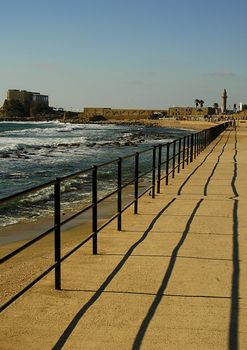 the port in the old city of caesarea israel