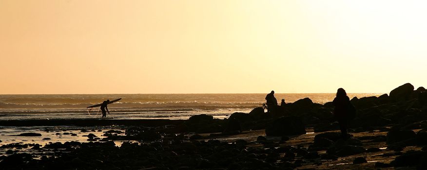 A day is ending at the beach at Vantura California