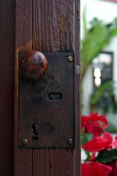 A doorknob a the mission San Bueanaventura in Ventura California