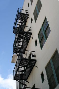 Fire escape stairs at a house in Ventura California