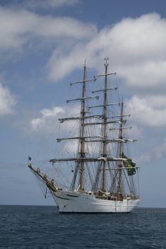 The "White Swan" sail ship, in Fernando de Noronha, Brazil.