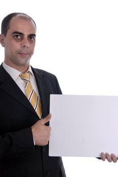 business man with an empty white card