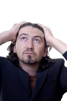 young casual man portrait in white background