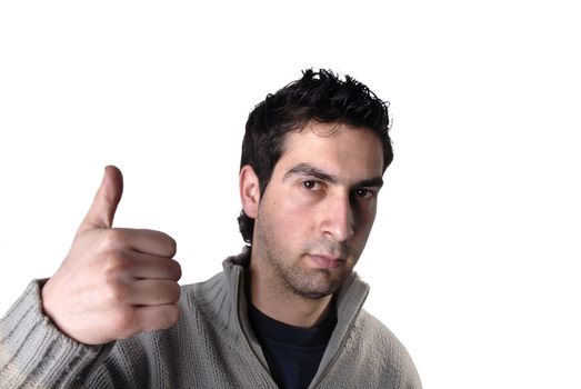 young casual man portrait in a white background