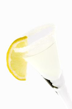 Margarita with lemon slice in a glass