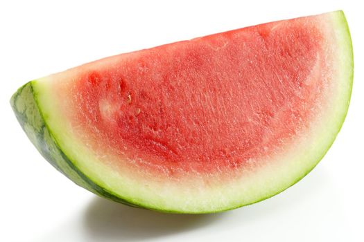 Slice of fresh watermelon on white background