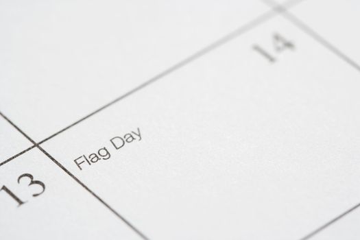 Close up of calendar displaying Flag Day.