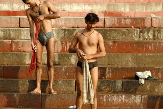 Washing ceremony at Varanasi Uttar Pradesh India