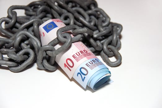 Euro in chain. Safe money.