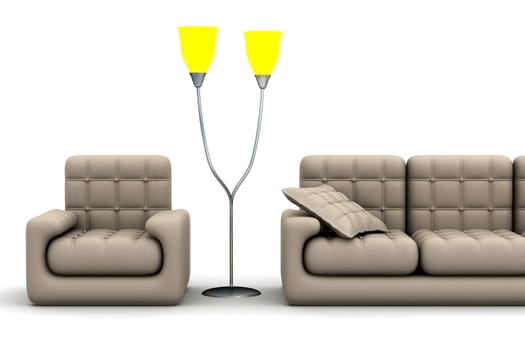 Interior of a living room. 3D image.