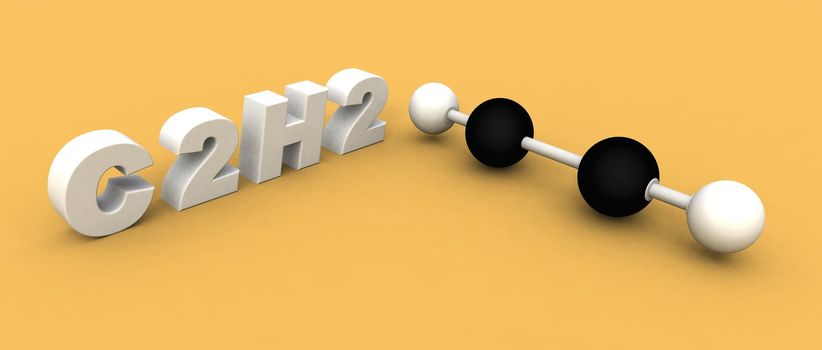 a 3d rendering of an acethylene molecule C2H2
