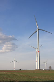 wind turbines in rural german landscape