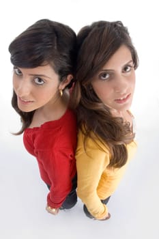 standing college friends on an isolated white background