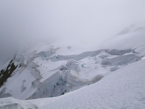 crevasses on trift glacier climbing mount weissmies