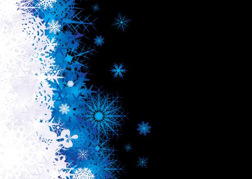 Christmas snow flake inspired background in blaue and black