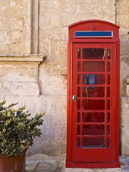 Vintage British style phone booth in Mdina in Malta