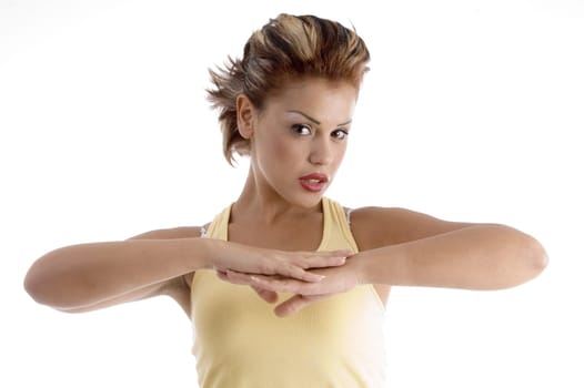 posing sexy model with white background