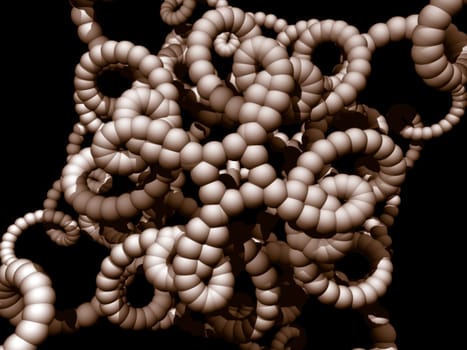Abstract organic form on black background - 3d illustration