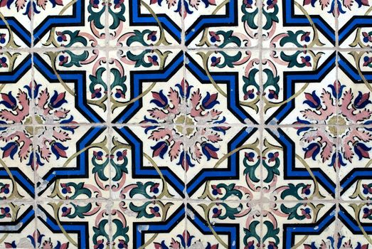 Detail of Portuguese glazed tiles.