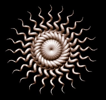 Abstract organic star form on black background - 3d illustration