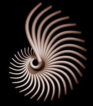 Abstract organic form on black background - 3d illustration