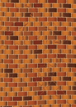 Illustrated grunge brown brick wall ideal background or wallpaper