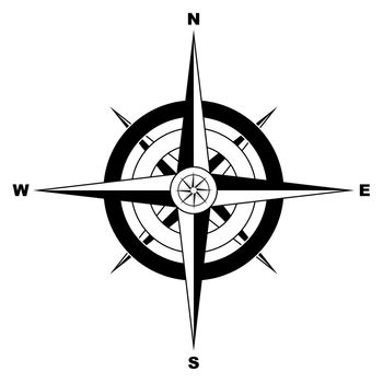 Black and white simple illustrated compass 