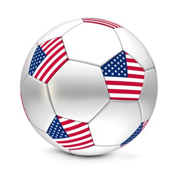 shiny football/soccer ball with the flag of the United States on the pentagons