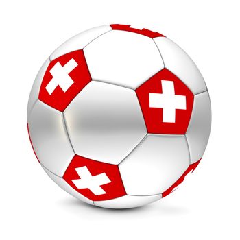 shiny football/soccer ball with the flag of Switzerland on the pentagons