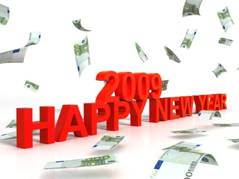 three dimensional view of new year wishes for two thousand nine