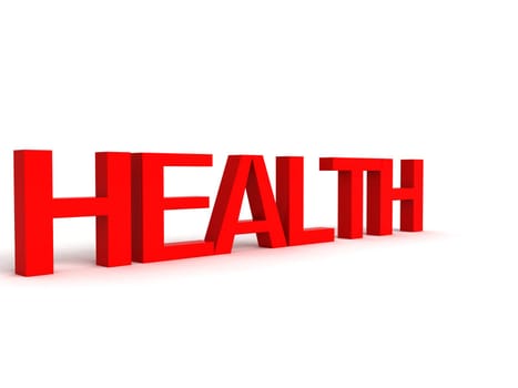 three dimensional letters of health against white background