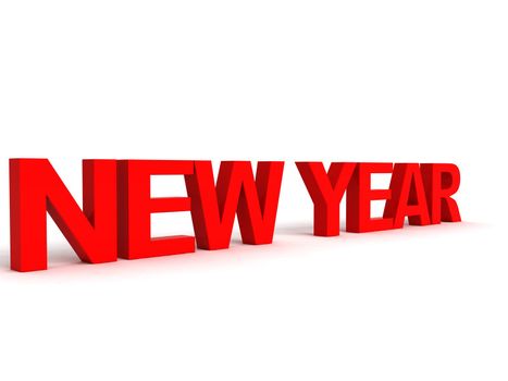 three dimensional view of new year word