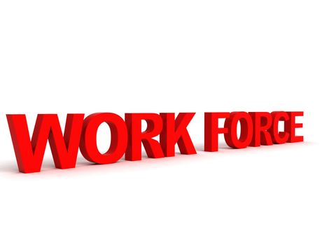 three dimensional view of work force word