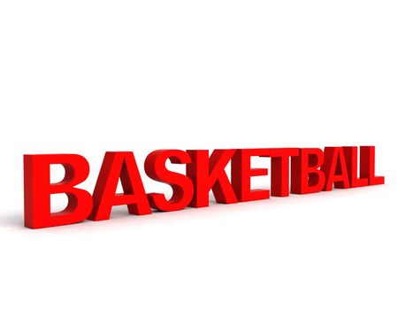 side view of three dimensional basket ball text



