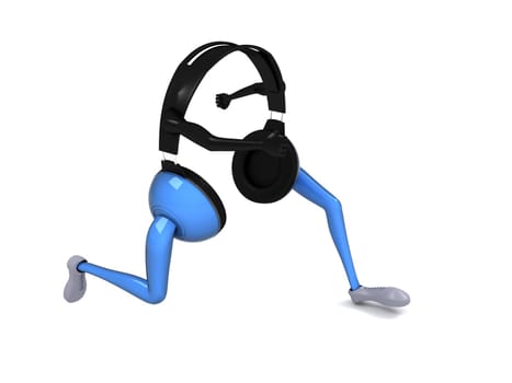 three dimensional view of running headphone



