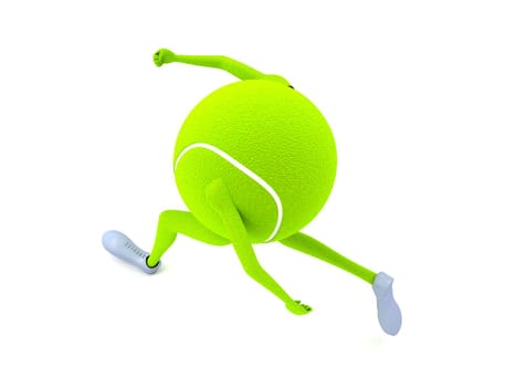 isolated three dimensional tennis ball with hands and legs


