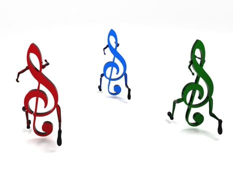 isolated three dimensional musical notes