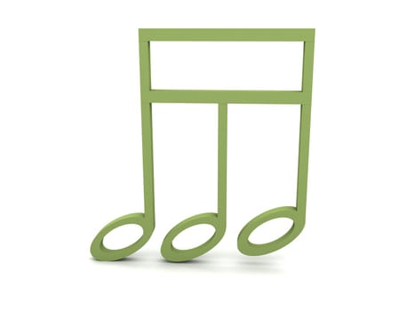 view of three dimensional musical clef note in green color