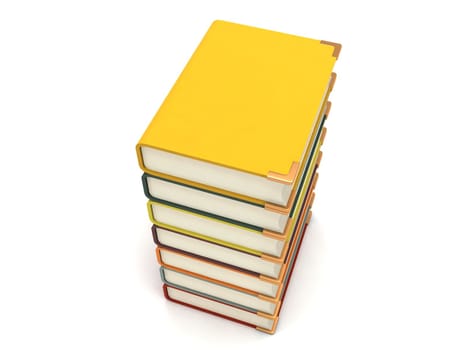 three dimensional pileup books with white background