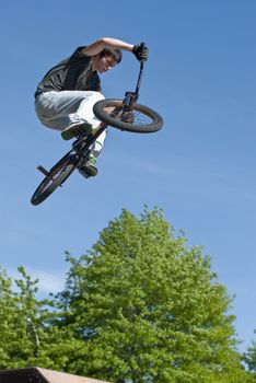 Bmx Bike Stunt on a skatepark.