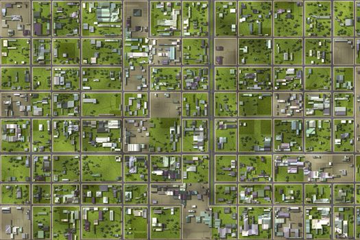 Aerial View of a City Suburb as Art
